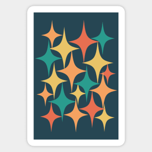 Mid Century Atomic Starburst Charcoal, Yellow, Orange, Teal Sticker